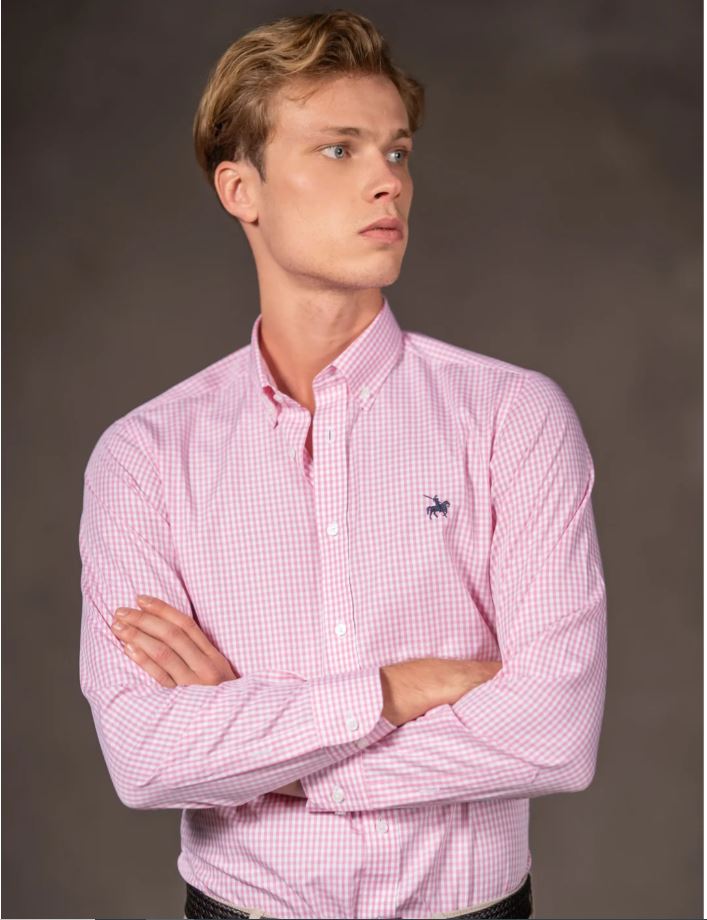 Camisa cuadros Hombre Rosado
